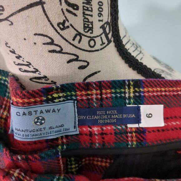 CASTAWAY NANTUCKET 6 Wool Pants Tartan Plaid Christmas new with tags - Picture 6 of 6